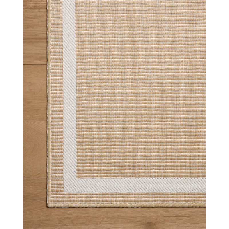 Loloi Easton Wheat / Ivory Indoor / Outdoor Area Rug, Rectangle 6'7" x 9'4"