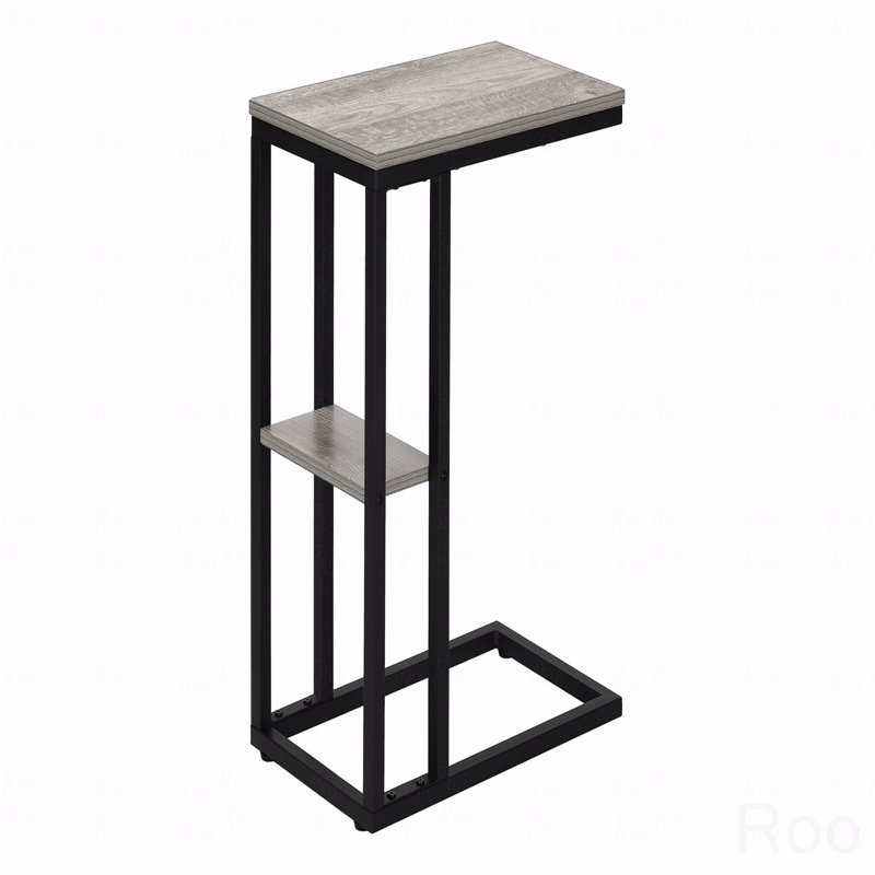 Table d'appoint, en forme de C, bout, côté, collation, stratifié, métal, contemporain, moderne, Gris, Noir