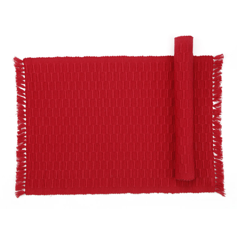 Wilhite Cotton Solid Colour Rectangle Placemat, Red