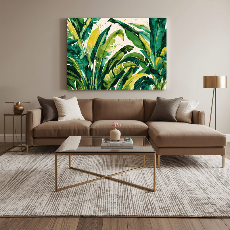 «Hawaiian Banana Leaves», art mural sur toile verte, H 20 po x l 24 po