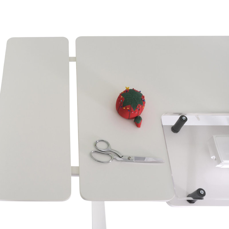 Eleanor Adjustable Height White Steel Sewing Table