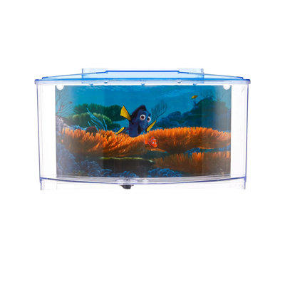 Finding Dory Betta Aquarium Fish Tank Kit | 0.7 Gallon Size | Includes Décor, Background, and Lid