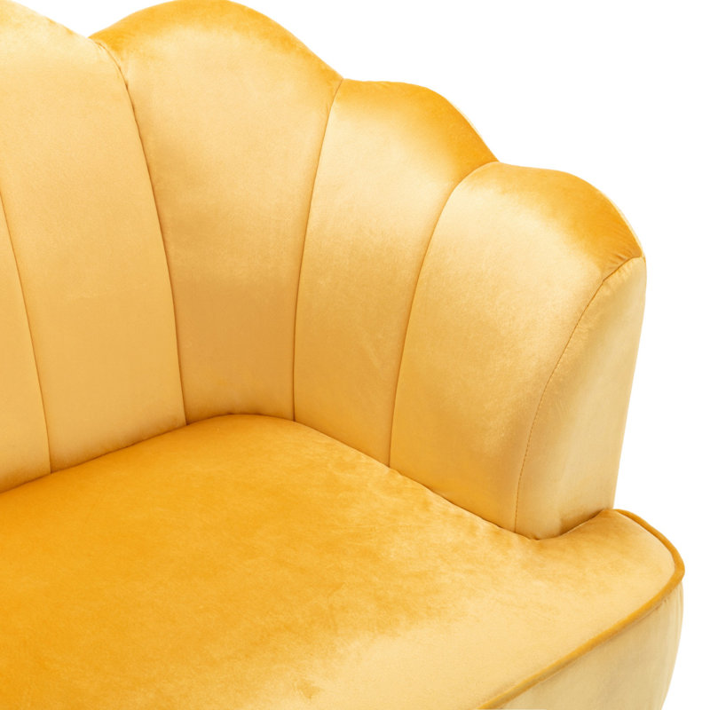 Conesha Velvet Flared Arm Sofa Convertible Sofa Modern Sofa Living Room Sofa, Yellow Velvet