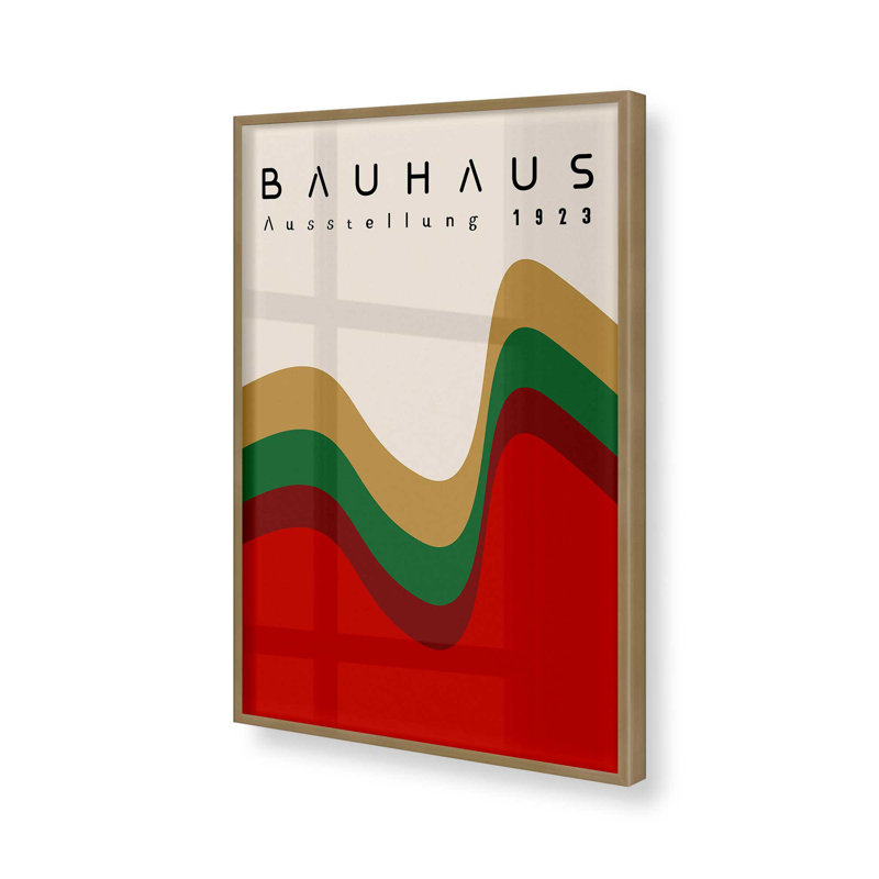 Bauhaus Retro Waves II, Cadre simple brossé doré, H 17,25 po x l 13,25 po