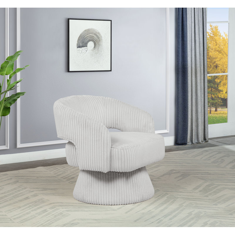 Fauteuil demi-tonneau rembourré pivotant, Velours gris clair
