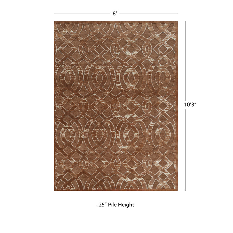 Kleinschmidt Trellis Brown Area Rug, Rectangle 5' x 7'6"