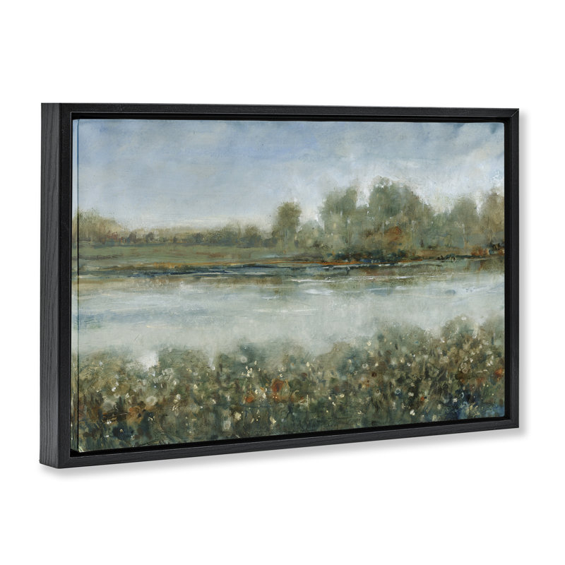 Toile flottante encadrée «River» par Tim Otoole, Cadre flottant noir de jais, H 17 po x l 25 po