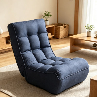 Japanese Style Single Sofa Reclining Chair, Lazy Soft Tatami Balcony Leisure Recliner, Multi-Position Adjustable Lazy Sofa for Multi-Scene Relaxation