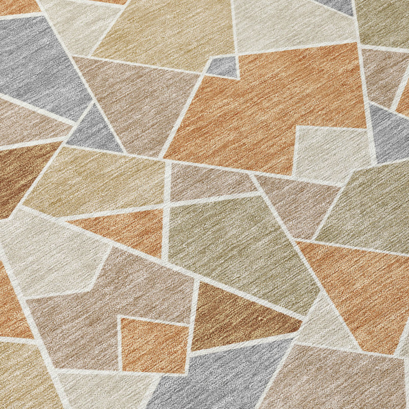 Machine Washable Indoor/Outdoor Chantille ACN2504 Geometric Rug, Copper, Rectangle 8' x 10'