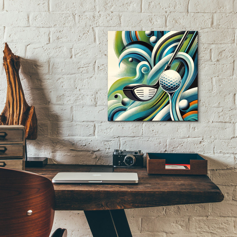  'Golf Abstract' by Rey Klimt Acrylic Glass Wall Art, 12" x 12"