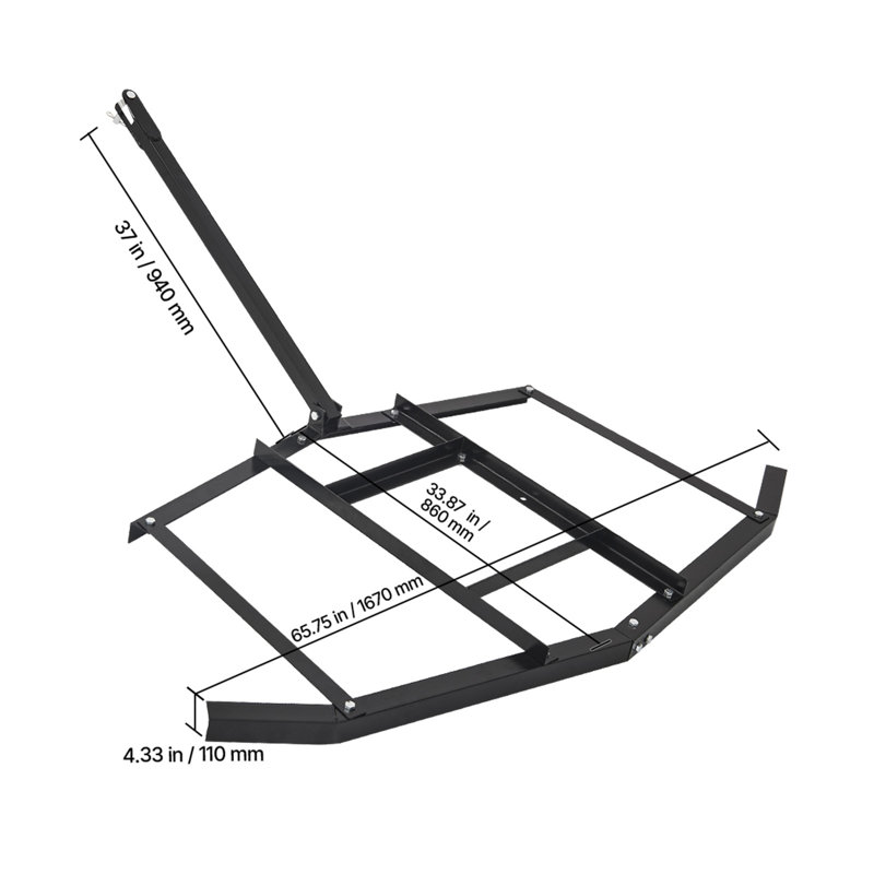 Drag Harrow, attelage à l'arrière, H 4,33 po x l 65,75 po x P 70,87 po