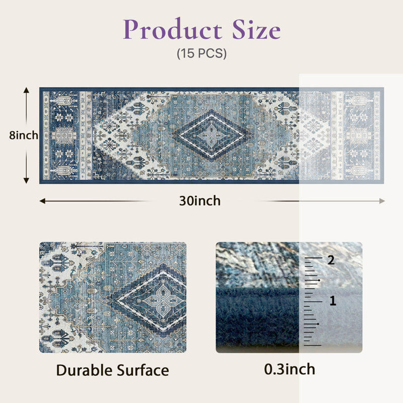 Tapis antidérapant antidérapant, Bleu, 15 pièces incluses