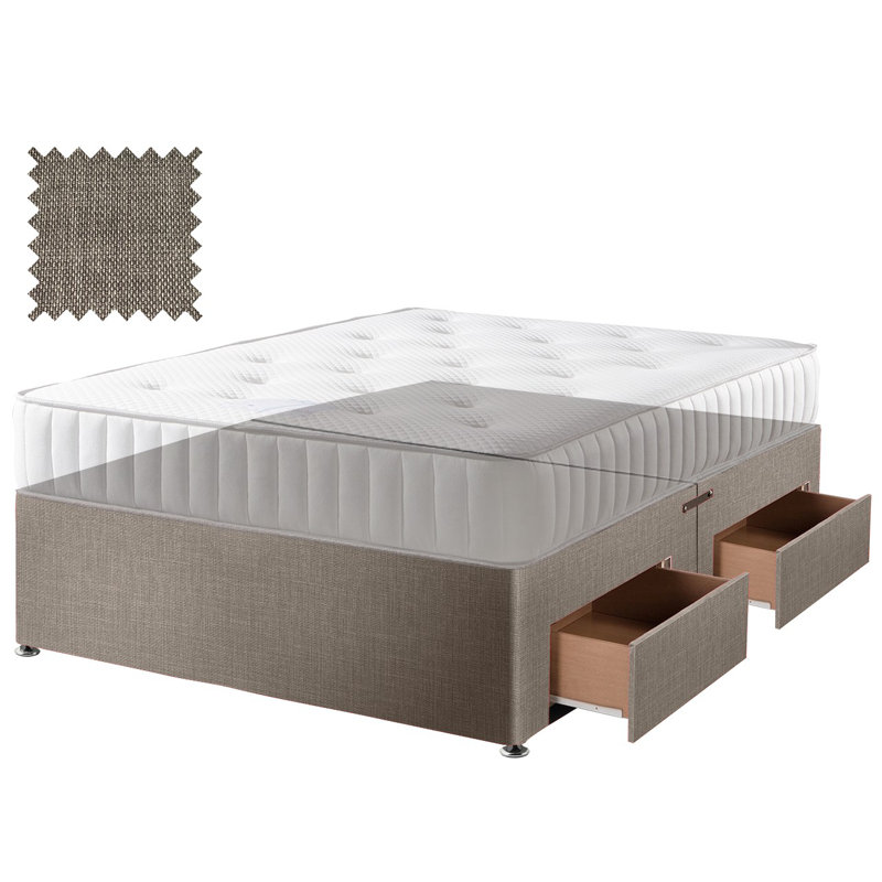 Divan Bed Base with options for Drawers - Crib 5 Certified, Small Double (4'), Slate, 2