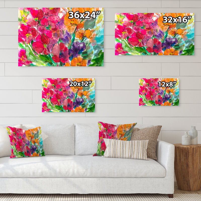 «Bright Vibrant Blossoming Spring Flowers», reproduction sur toile flottante, H 16 po x l 32 po x P 1 po, Toile tendue