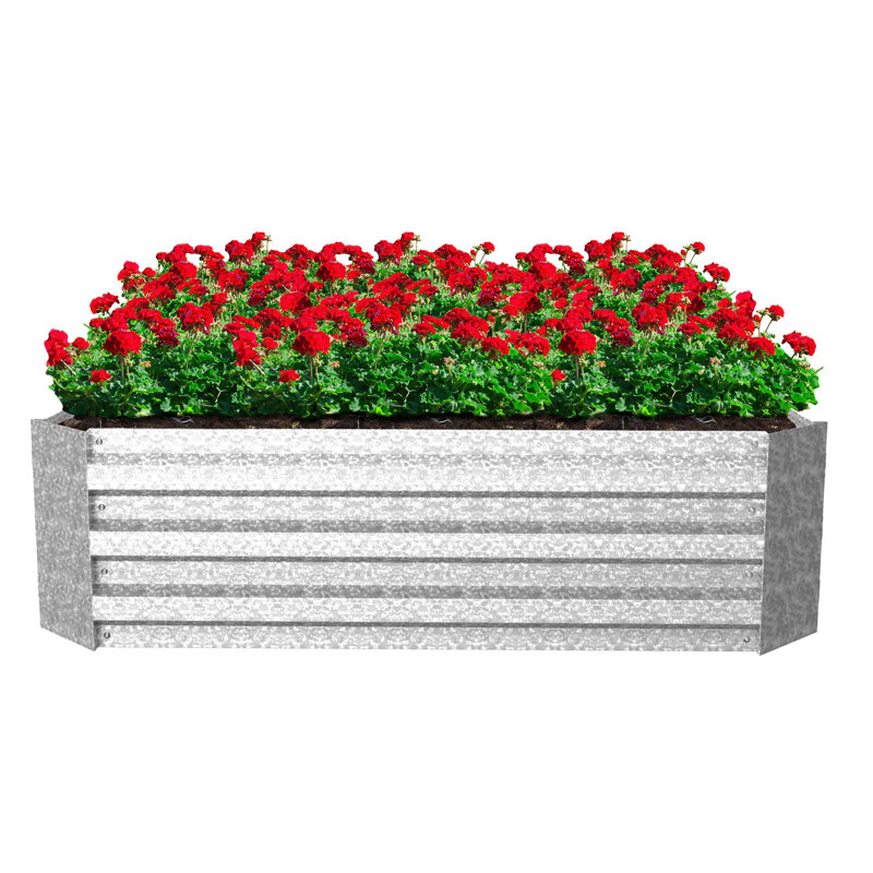 Silver Galvanized Iron Raised Garden Bed for Outdoor Plants