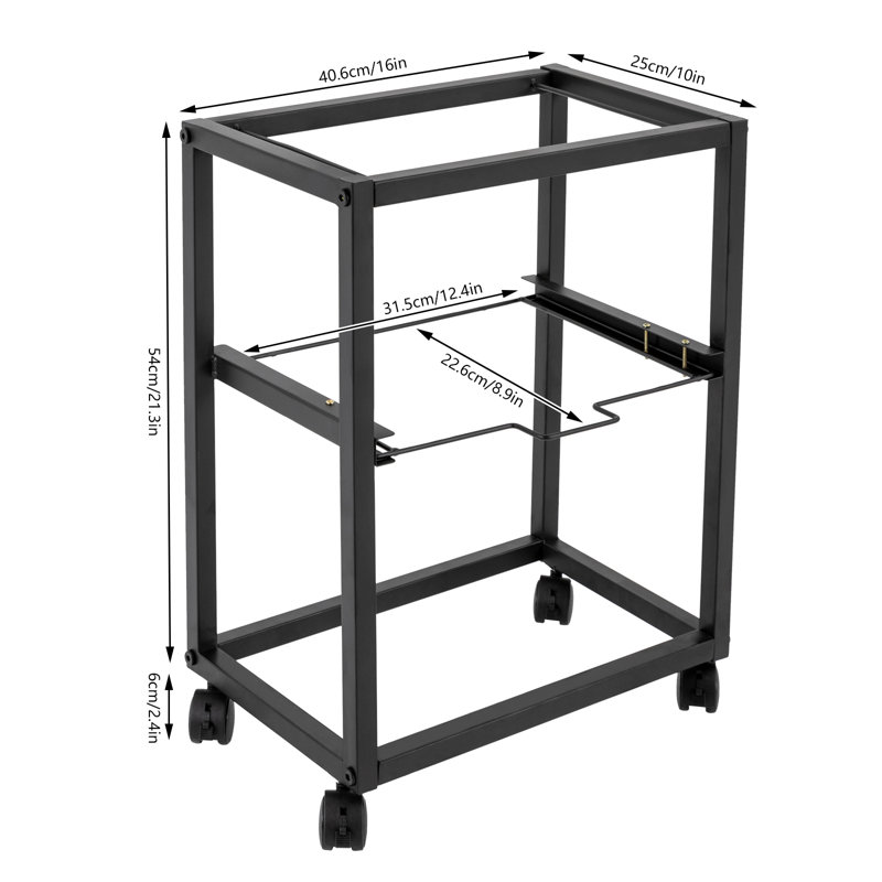 23.7'' H x 16'' W File Cart with Wheels, Black