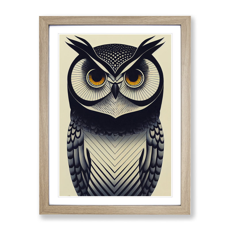 The Wild Owl - Framed Print, Oak, 34cm H x 25cm W x 2cm D
