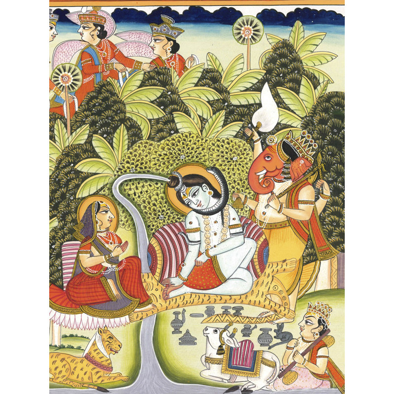 Shiva et Parvati sur Kailasha | Art par Sandeep sur papier aquarelle fait à la main