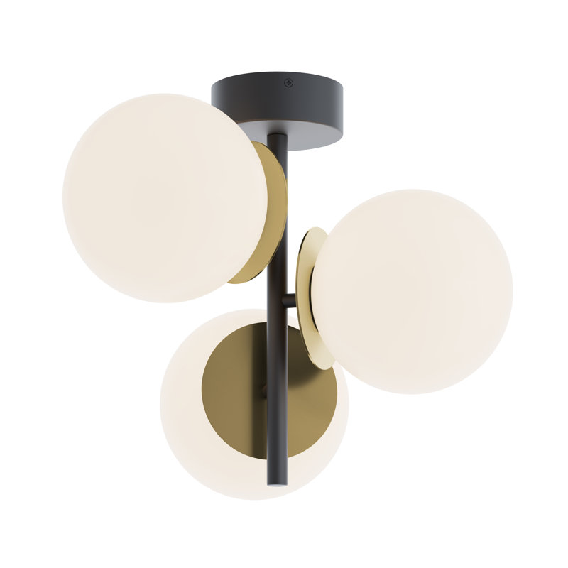 Arren - LED Semi-Flush Mount - Black/Light Antique Brass, Black/Light Antique Brass