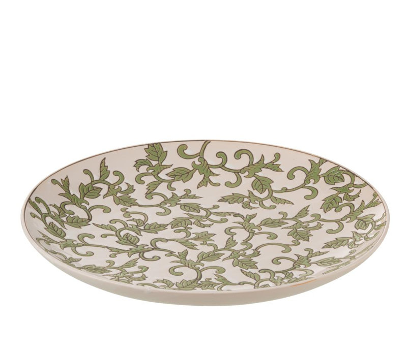 PLATE DECORATIVE YEZI PORCELAIN GREEN/WHITE