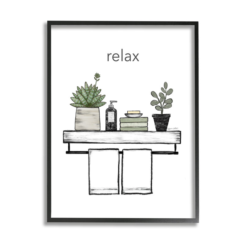 «Relax Bathroom Pots Botanicals», art de la giclée encadrée par Annie Lapoint, H 20 po x l 16 po x P 1,5 po