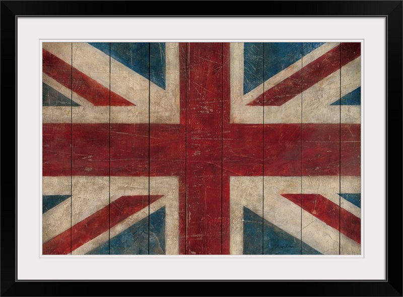 «Union Jack» Avellini, reproduction d'art, H 24 po x l 32 po x P 1 po, Cadre noir