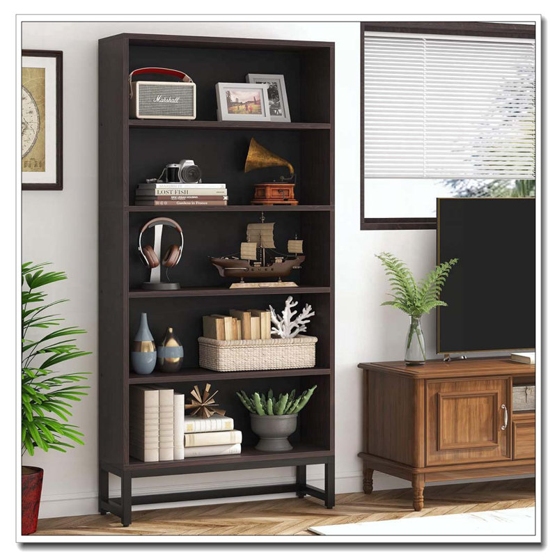 Organisateur de bibliothèque 70,87 "à 5 niveaux en bois de santal pour salon, bureau