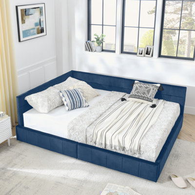 Modern Queen Size Storage Upholstered Tufted Daybed With Comfortable Backrest And Armrests For Bedroom And Living Room,
