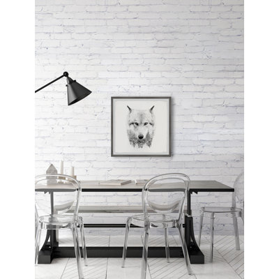 Loup blanc - photographie avec cadre photo