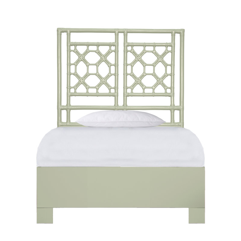 Lattice Back Platform Bed, Twin, Celery Green