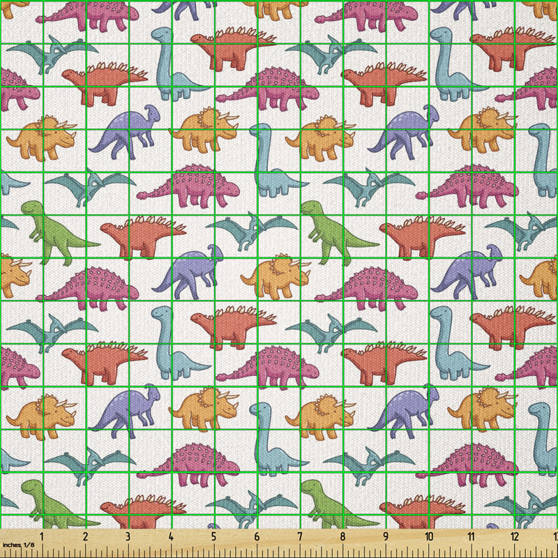 Chyrell Variety of Dinosaurs in Colourful Cartoon Multi-Purpose Fabric