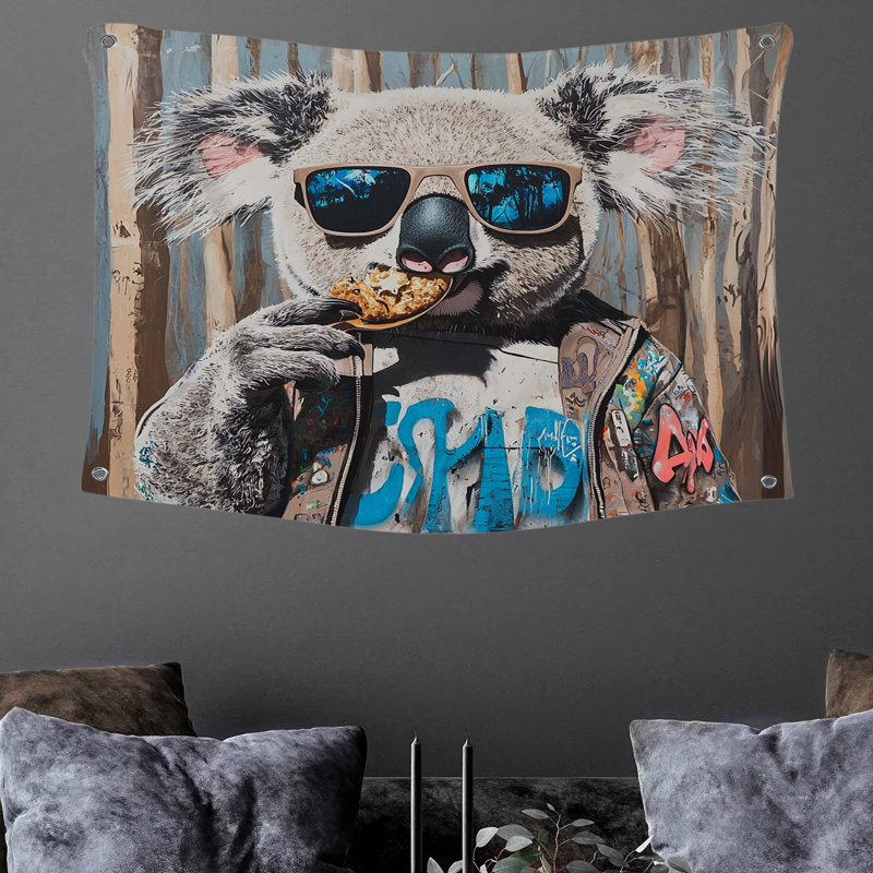 Tapisserie murale Cool Koala - Décoration murale animaux, H 50 po x l 60 po