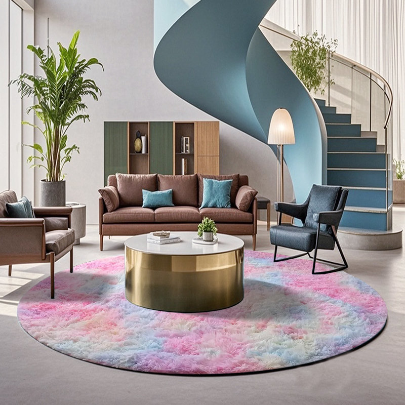 Plush Round Area Rug, Soft Fuzzy Shag Rug for Bedroom Living Room Balcony, Fluffy Carpet for Home Decor, Non-Slip Cozy Decorative Rug.
