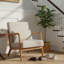 Chaise de salle d'attente, fauteuil d'appoint Mid-Century moderne avec coussin, structure en bois massif-119322935