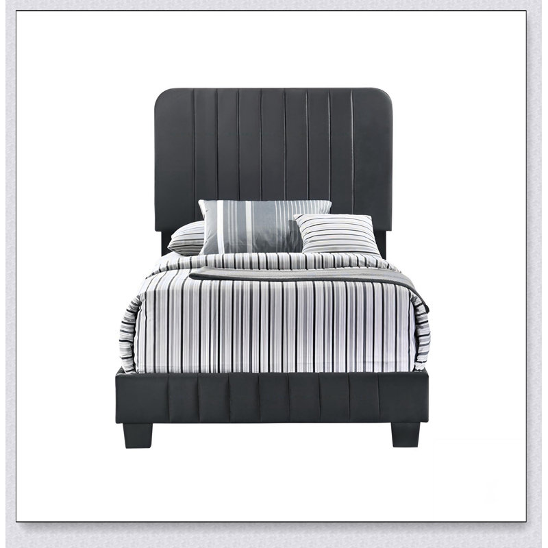 Upholstered Bed Frame, Twin, Black