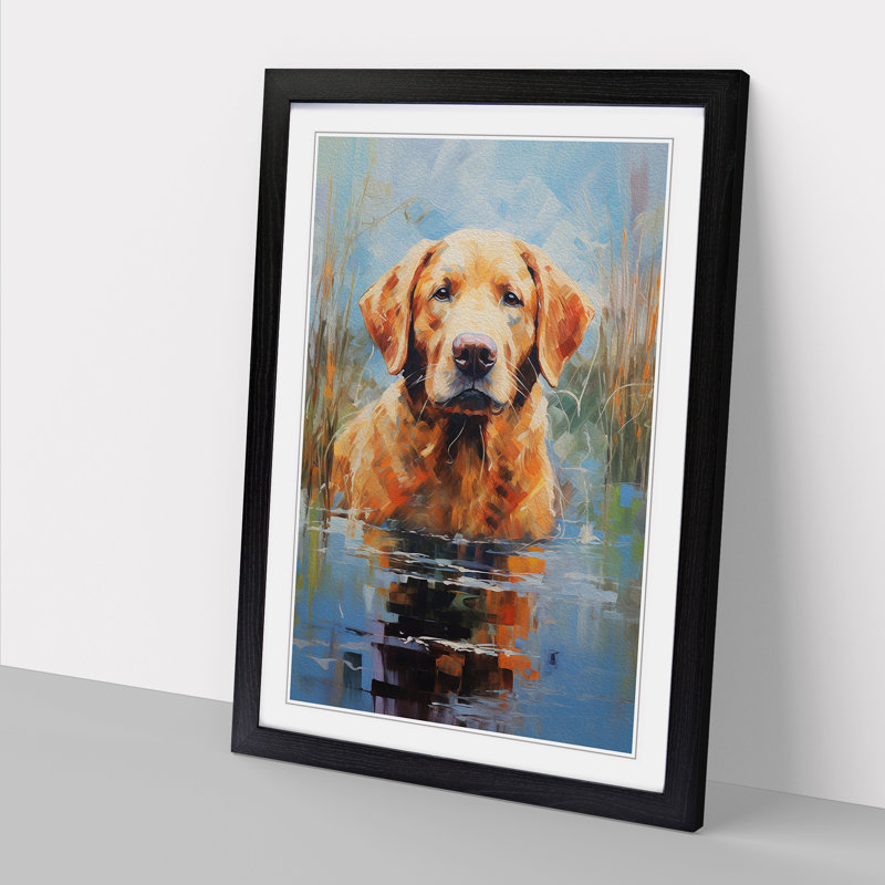 Labrador Retriever Impressionism - Single Picture Frame Print on Wood, Black Framed, 46cm H x 34cm W