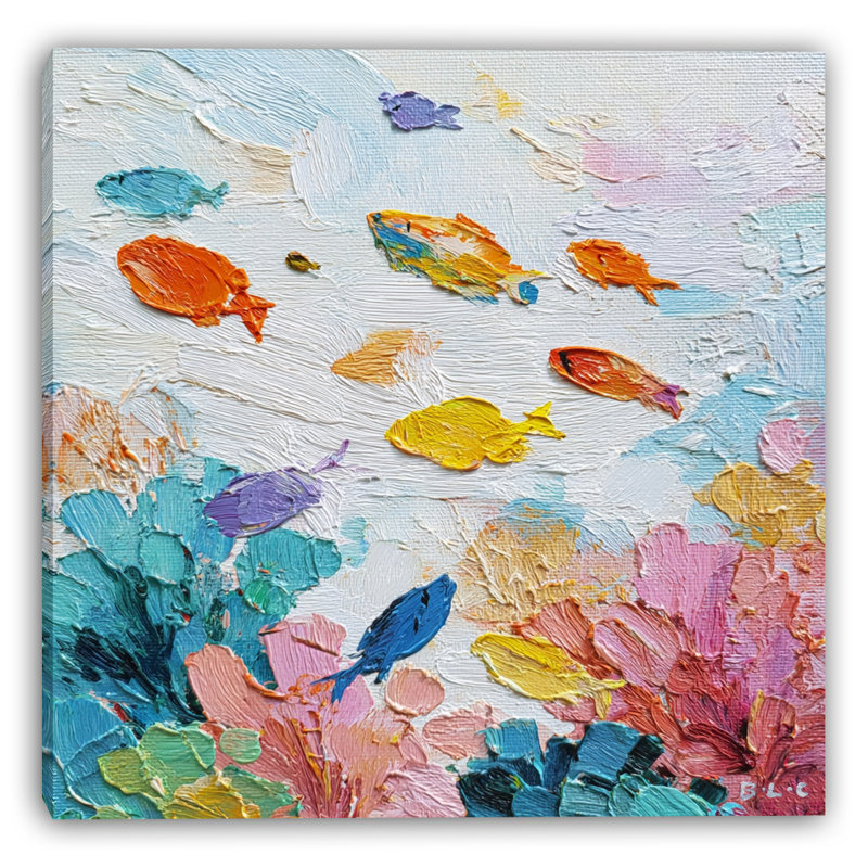 «Colorful Reef Fish II», art mural sur toile tendue, H 20 po x l 20 po