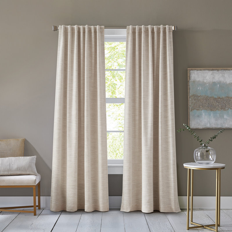 DKNY Bennett Blackout Curtain Panel Pair Linen, 50"" W x 96"" L