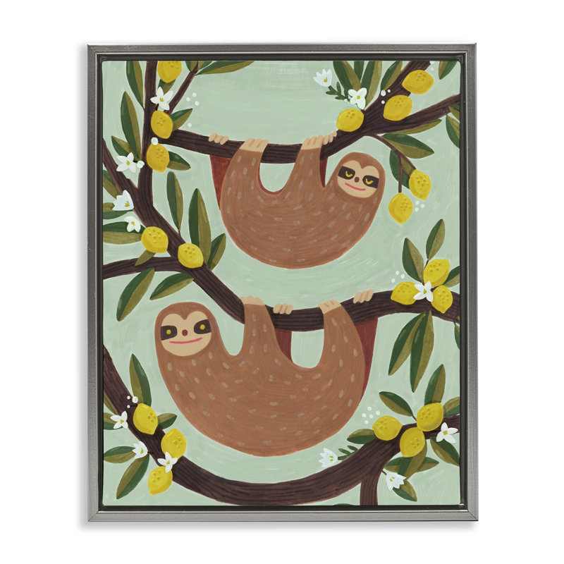 Paresseux suspendus du cadre flottant Lemon Tree, design par Irene Chan, Cadre flottant gris lustré, H 31 po x l 25 po