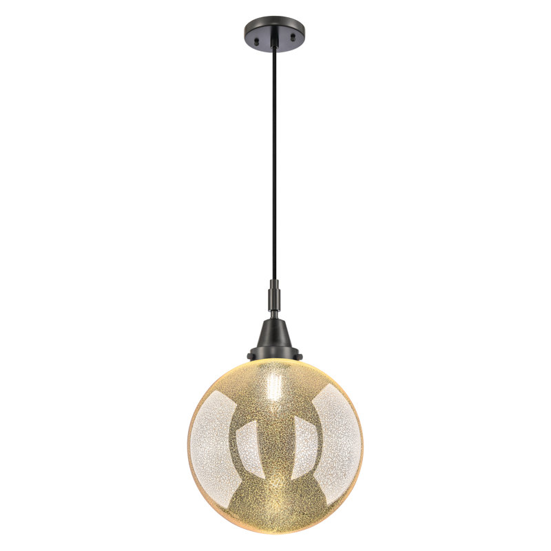Mini luminaire suspendu suspendu 1 corde Downtown Urban - Caden Frederick, H 136,88 po x l 12 po x P 12 po, Mercure, Noir mat