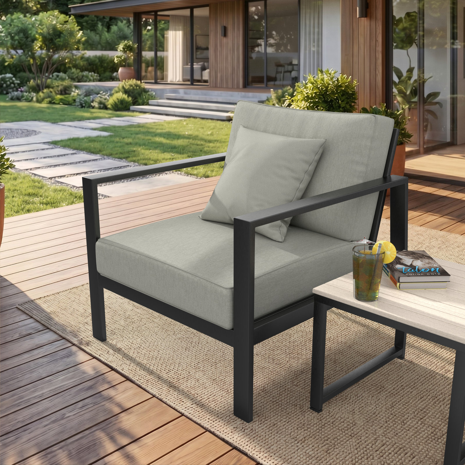Lani 29" Sunbrella® Seat and Back Cushion, Canvas Granite Sunbrella® Canvas