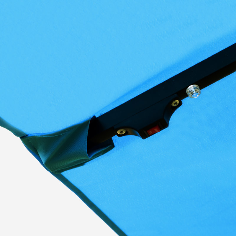 Blue Rectangular Poolside Patio Umbrella With - 15X9ft Double Base