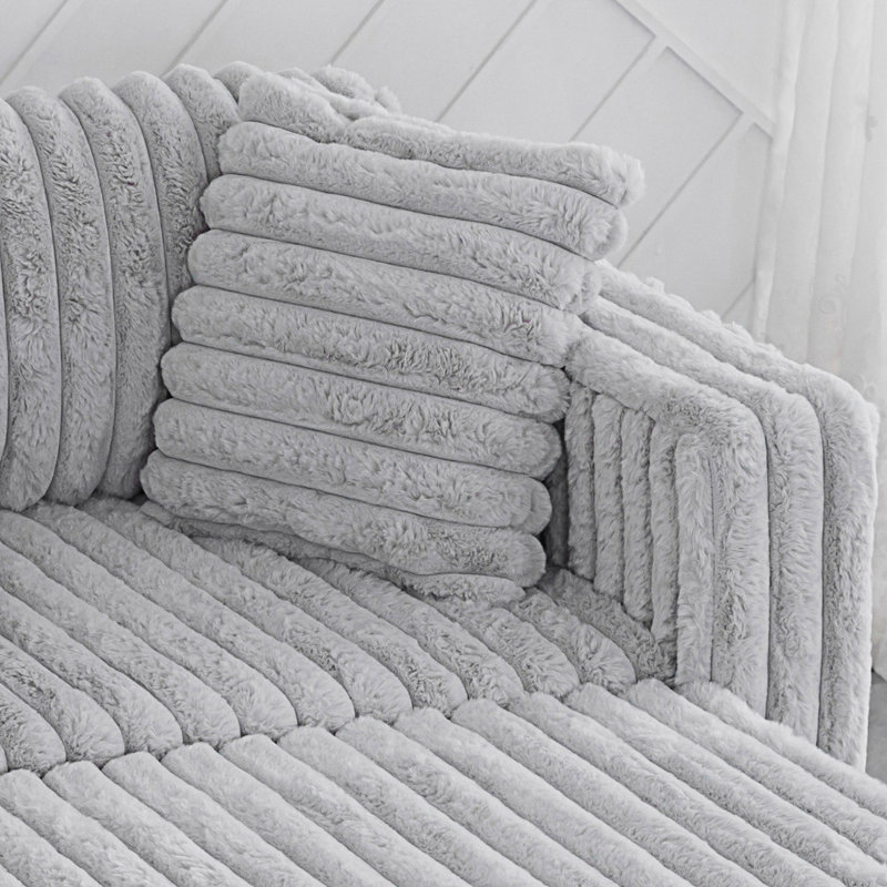 Canapé pour 6 personnes avec repose-pieds hydraulique Soft U, Gris clair