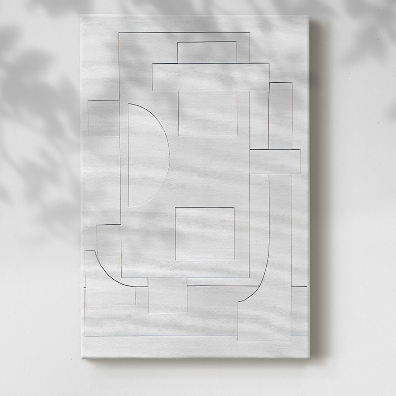 White Geometric II - Wrapped Canvas Print