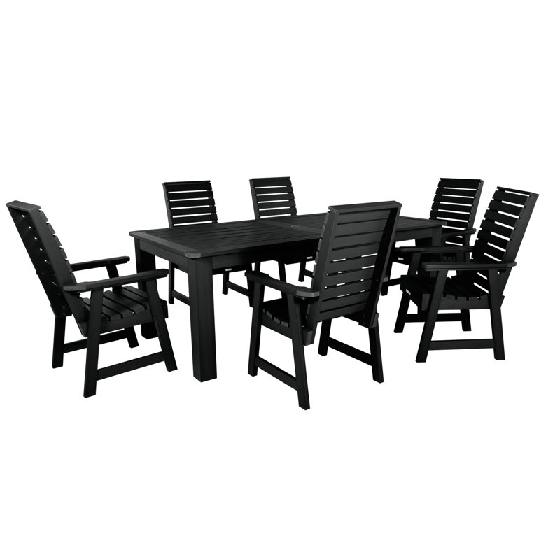 Ensemble de salle à manger 7 pièces Midwest, Noir, H 30 po x l 42 po x L 84 po