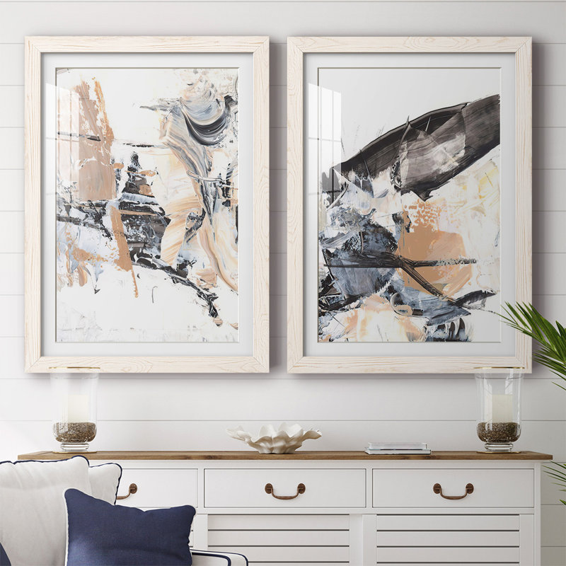 " Ruckus III " 2 - Pieces, White Framed, 27.5" H x 75" W x 1.5" D