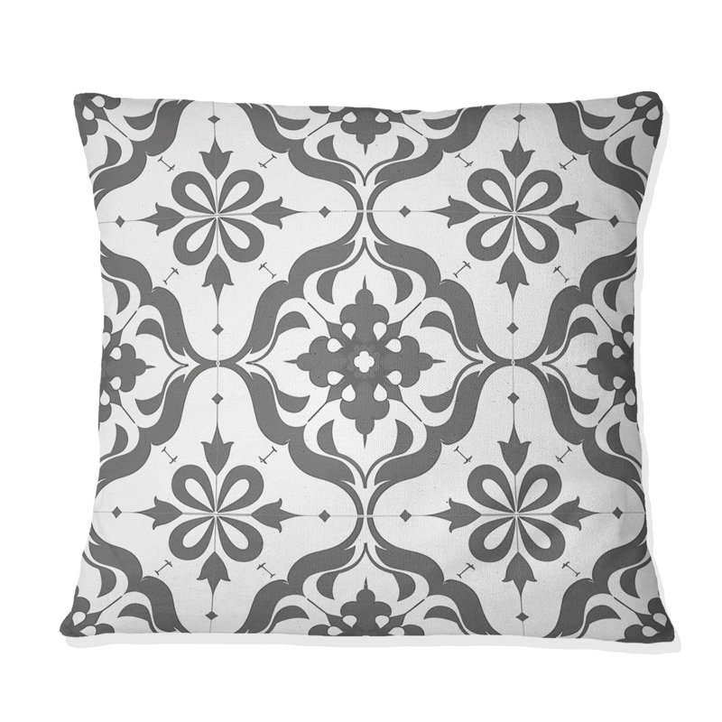 Coussin décoratif gris foncé quadrilobe Glam I, H 16 po x l 16 po