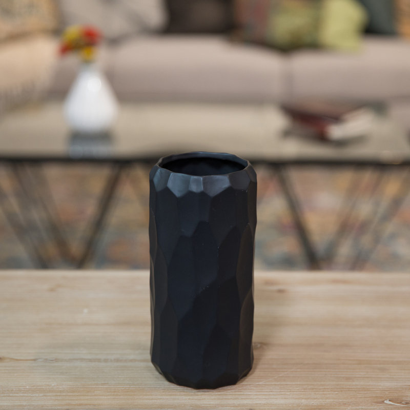 Perron Ceramic Table Vase, 10.5" H x 5.5" W x 5.5" D, Black
