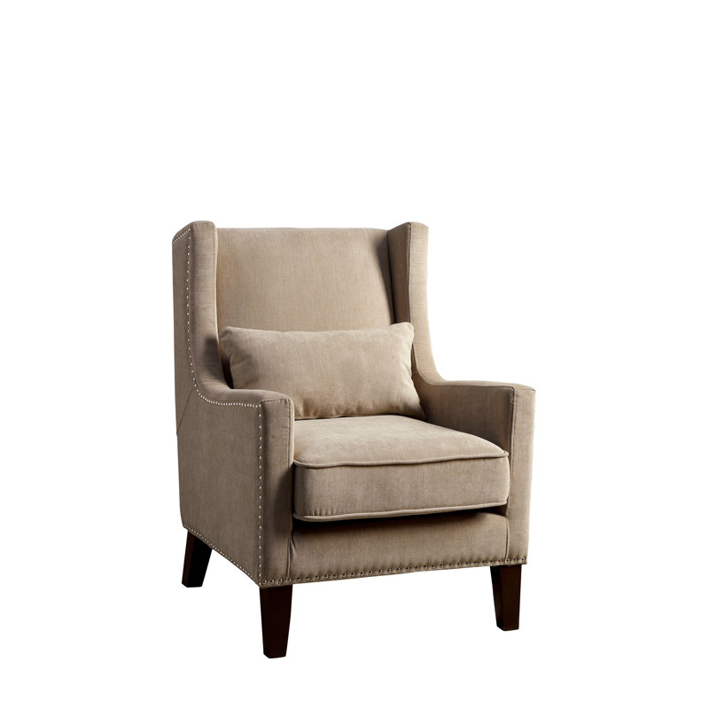 Marlow Upholstered Wingback Chair, Ivory 100% Polyester
