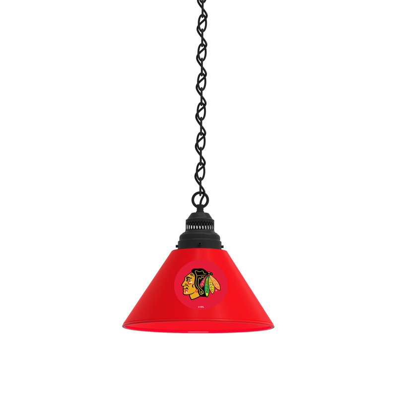 Luminaire suspendu conique 1 lumière NHL, Noir, Chicago Blackhawks - Red